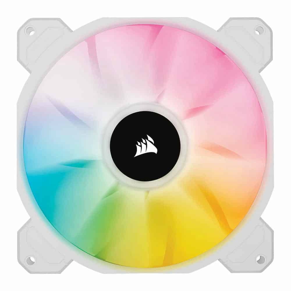 (image for) Corsair iCUE SP140 RGB ELITE White Dual 140mm PWM Fan Expansion Pack with Lighting Node CORE